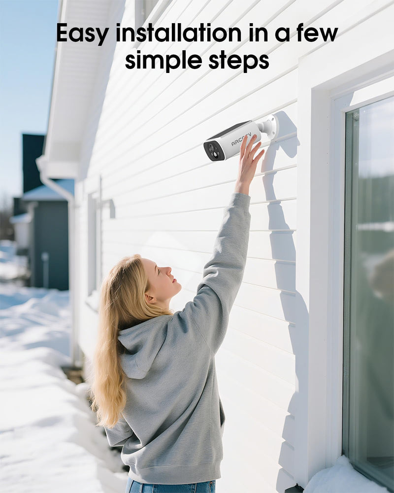 Solar Security Camera Outdoor Wireless, 4MP Battery Powered Home Surveillance Camera with Embedded Solar Panel, PIR Motion Sensor, 2.4G/5G Dual Band WiFi 1 Pack
