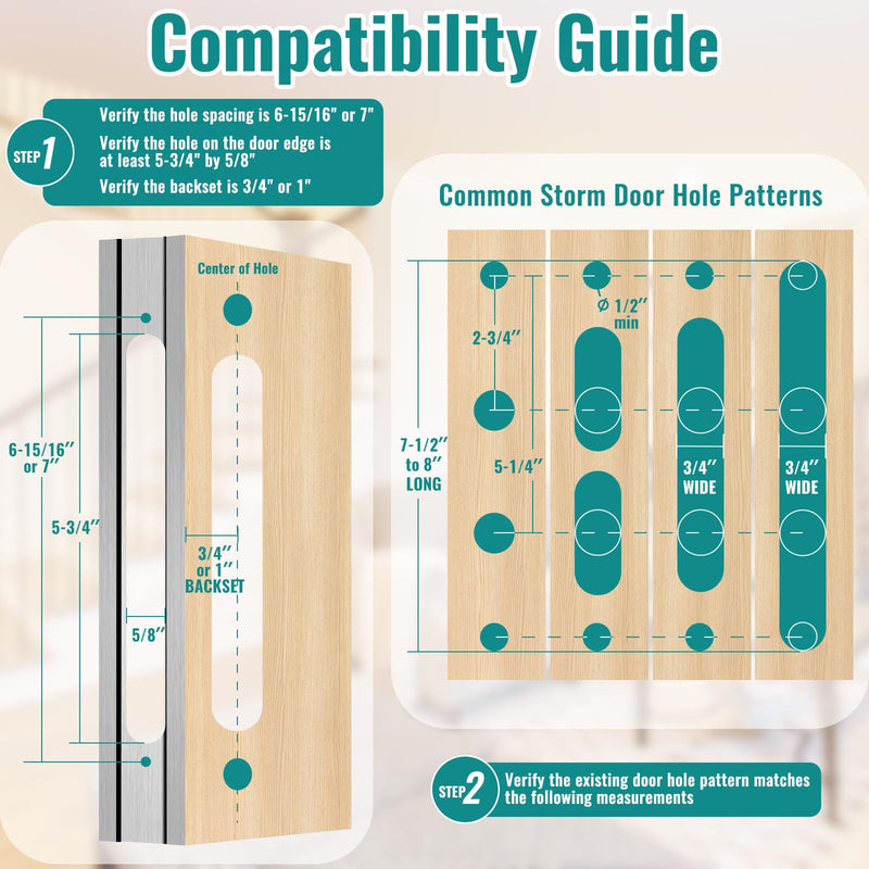 Flat Slot Storm Door Mortise Lock Body Fits for Older Storm Doors, 2-1/2" Handle PZ, Handle Not Included (Brushed Nickel) Brushed Nickel