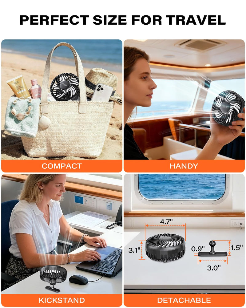 A2C 4.7-Inch Big Magnetic Cruise Ship Fan for Cabin Wall Ceilings, Cruise Essentials 2025, Versatile Clothes Hats Hooks, Rechargeable Battery, 360° Rotation, 3 Speeds, 2026 Travel Accessories Gifts