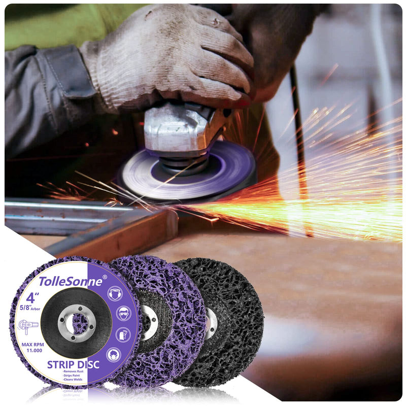 10 Pack Strip Discs 4 inch Quick Stripping Wheel Paint Stripper for Angle Grinder Clean and Remove Paint Coating Rust Welds Oxidation for Metal and Wood (4" x 5/8") 4" x 5/8"