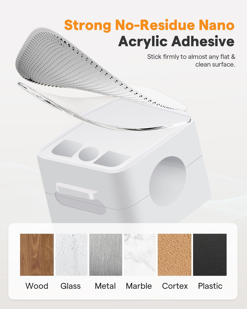 6 Pack Magnetic Cable Clips+2 Sheets (20 Lables) Cute Self-Adhesive Sticker Lables, 11.5mm Ultra Slim Smooth Adjustable Cord Holder, Under Desk Cable Management for Home/Office/Kitchen/Nightstand White