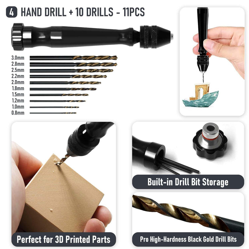 3D Printer Tools Kit Essential, 3D Printing Tools Kit, 3D Printer Accessories, Deburring Tool, Wire Cutter, Drill, Scraper for Remove, Smoothing, Finishing, Deburring, Craving, Drilling Tool Kit