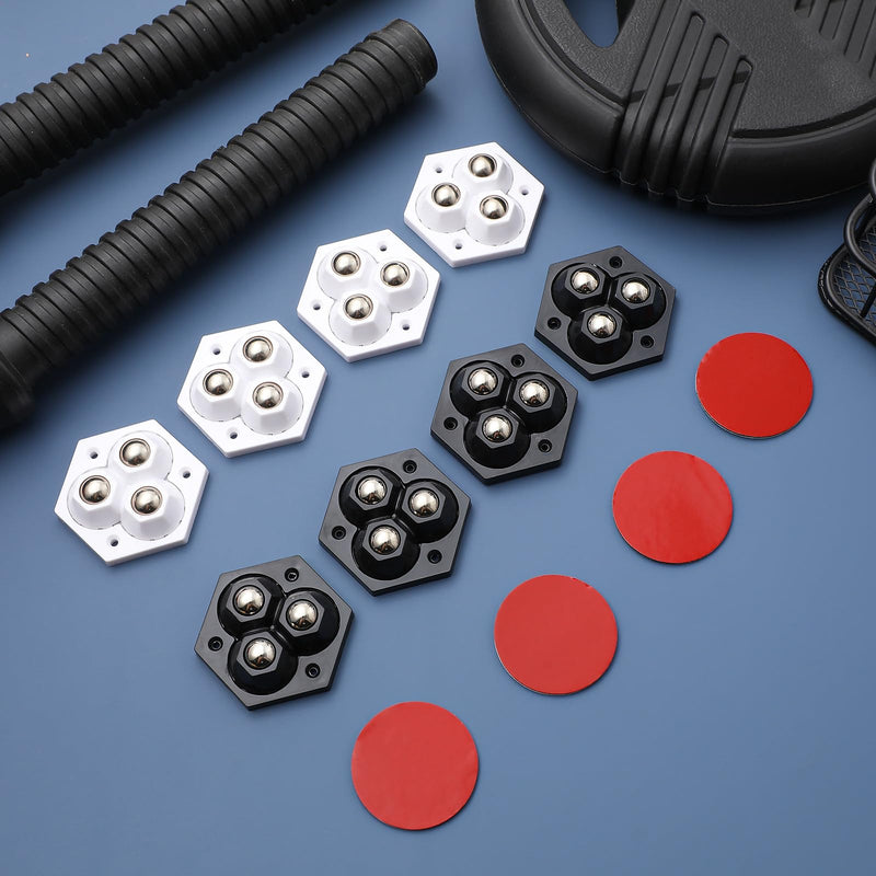 Self Adhesive Caster Wheels Mini Swivel Wheels 360 Degree Rotation Sticky Pulley for Furniture 4 Black 4 White