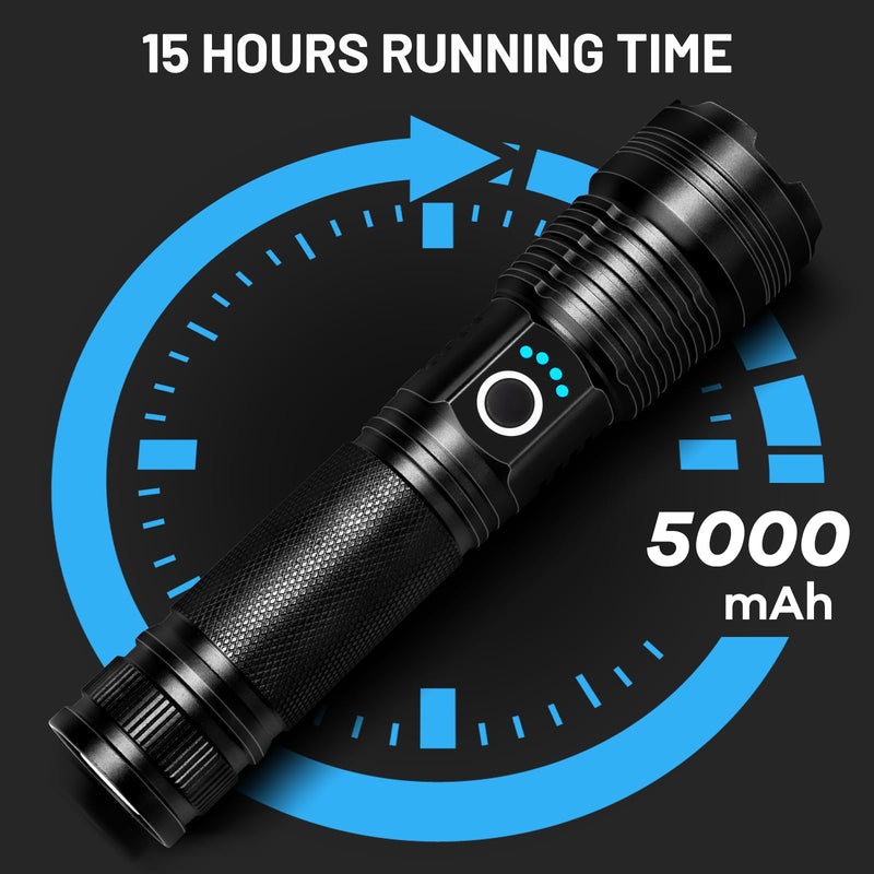 2 Pack Rechargeable LED Flashlights High Lumens, 99,000LM Super Bright Adjustable Flashlight with USB Cable & 5 Modes, Waterproof Handheld Flashlight Powerful Flash Light for Home Camping