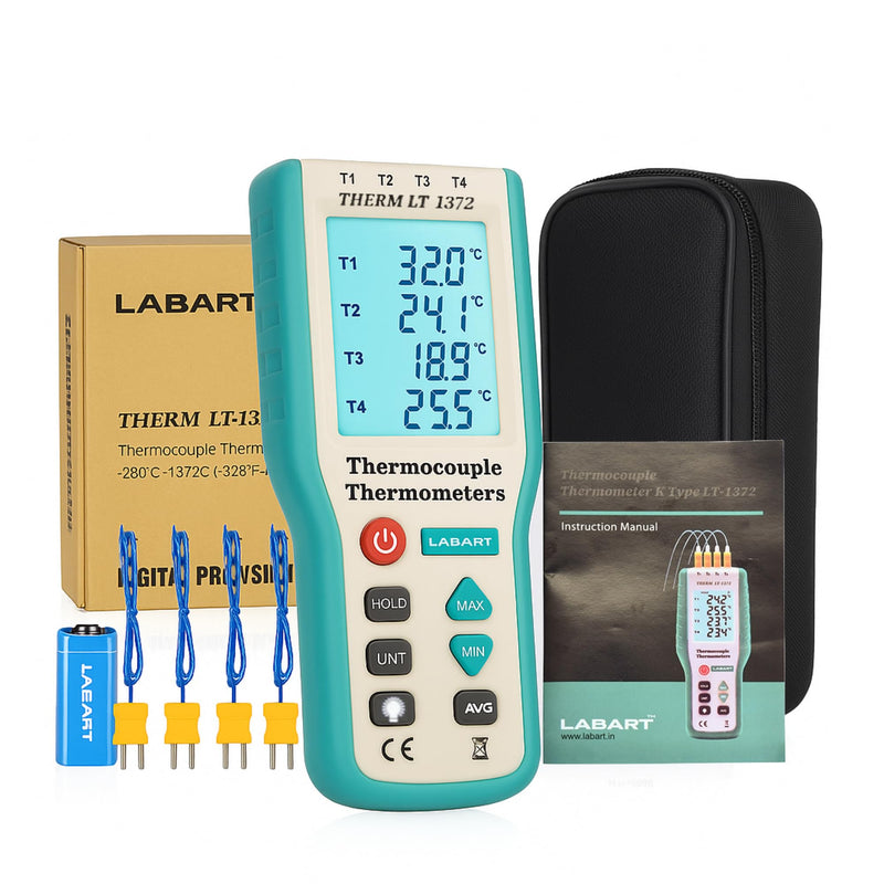 LABART 4-Channel K-Type Digital Thermometer Thermocouple Sensor -200~1372°C/2501°F Sensor