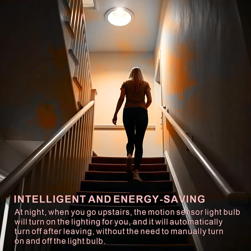 McDen Motion Sensor Light Bulb, BR30 13W Equivalent 100W 6000K Daylight, Indoor Motion Activation Detector Light Bulb, E26 Base Dusk to Dawn Security Night Light. 4 Packs BR30-13W