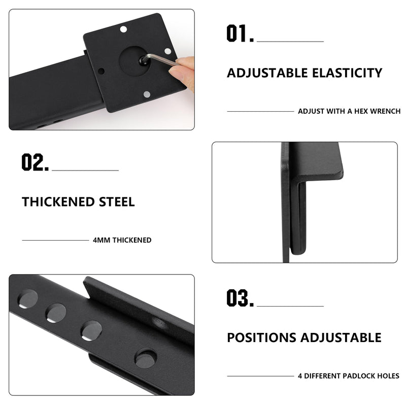 9" Flip Gate Latch Lock with 4 Padlock Holes, 4mm Extra Heavy Duty Carbon Steel Adjustable Door Latch for Sliding/Swing Gates, Outdoor Wooden Fence, Barn, Shed, Garage, Yard, Double Gate