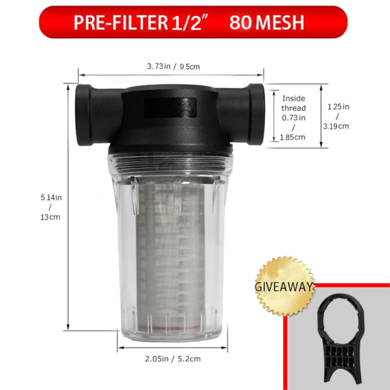 BUPUROTT Water Pump Strainer Filter Inlet Filter for High Pressure Washer, Sediment Filter Attachment, 80 Mesh Screen(1/2“ 80Mesh) 1/2“ 80 Mesh