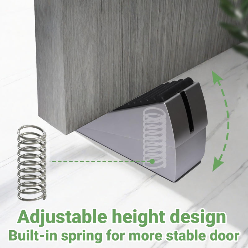 Large Door Stopper - Metal Door Wedge, Tall Door Stopper, Spring Rubber for Extra Strong Grip (Silver, 1 Pack) Silver