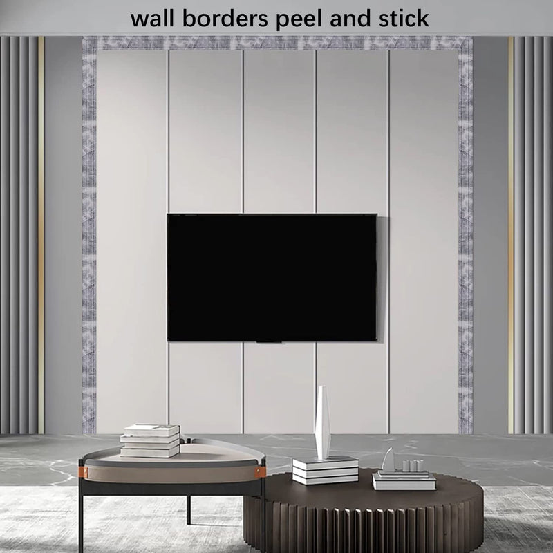 Yutianli Crown Molding Peel and Stick Wallpaper Border Flexible Wall Base Moulding Trim Self Adhesive Vinyl Baseboard Grey Marble Foam Wall molding 3D Mirror Border (2PCS-178, Grey Marble) 2PCS-178"