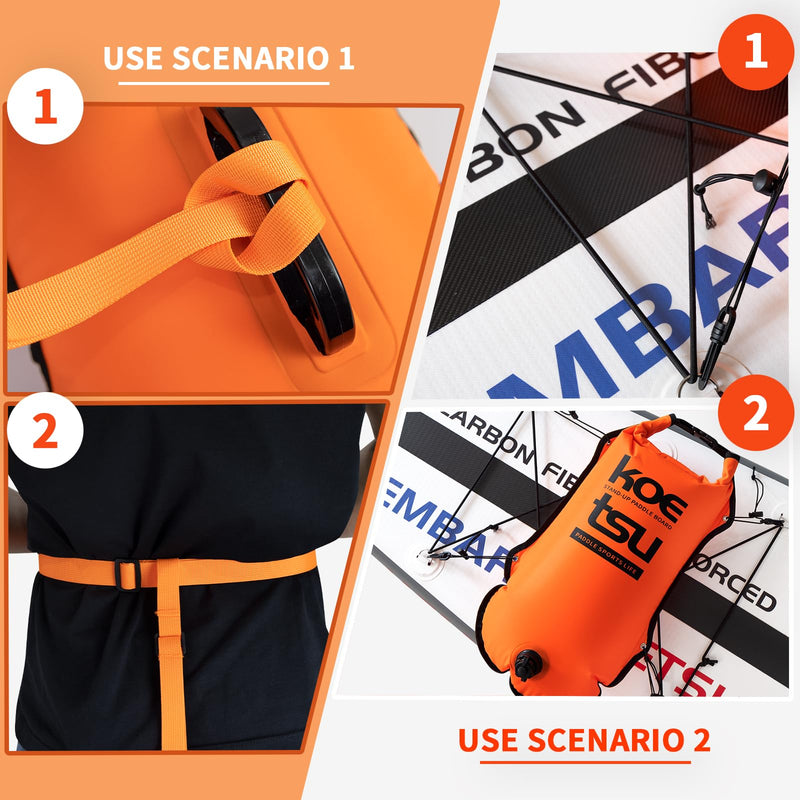 koetsu Swim Buoy & Waterproof Dry Bag 30L for Open Water – High Visibility Safety Bubble with Dual Air Chambers, Shockproof Protection Rest Handle for Swimmers, Triathletes, Kayaking