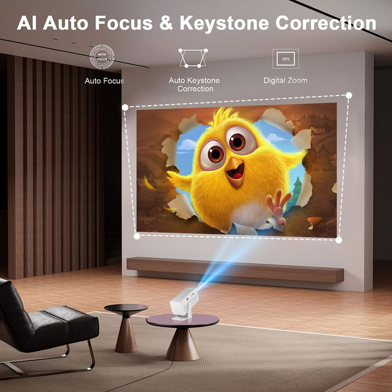 Mini Projector with WiFi and Bluetooth,Support Movie Projector 1080P HD,Auto Keystone Correction,135° Rotatable,Portable Projector Compatible with Smartphone, TV Stick, Laptop, HDMI, USB