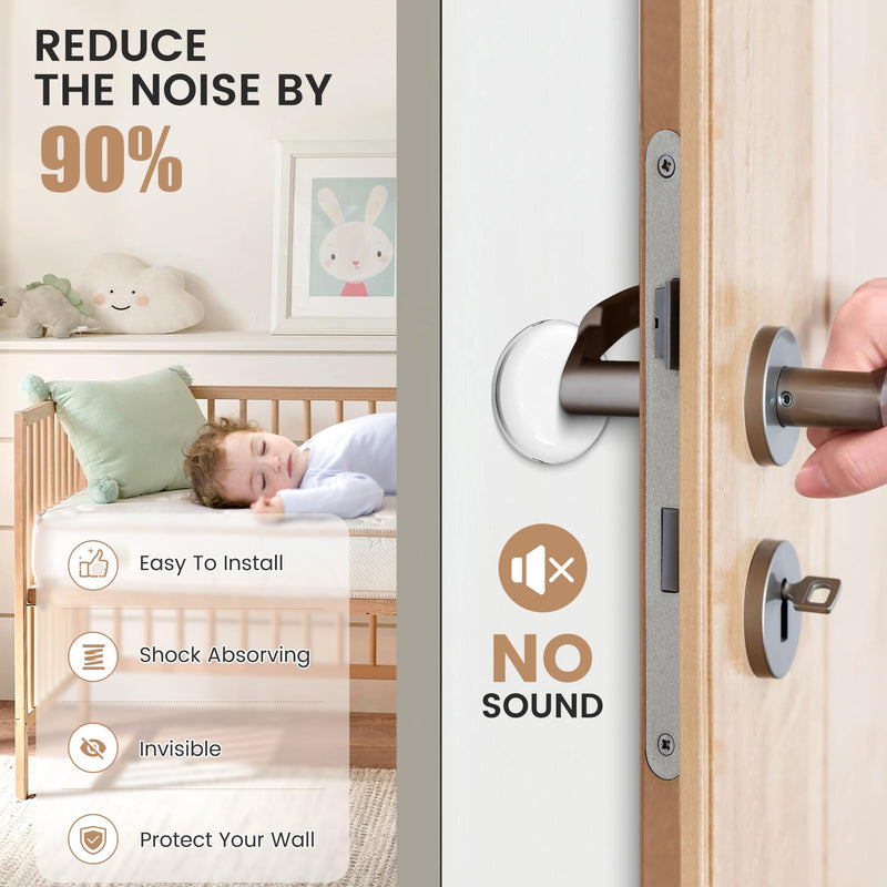 Crosize 8 Pieces 2" Door Stoppers for Wall, No-Falling Door Knob Wall Protectors, Strong Adhesive Door Bumpers, Clear
