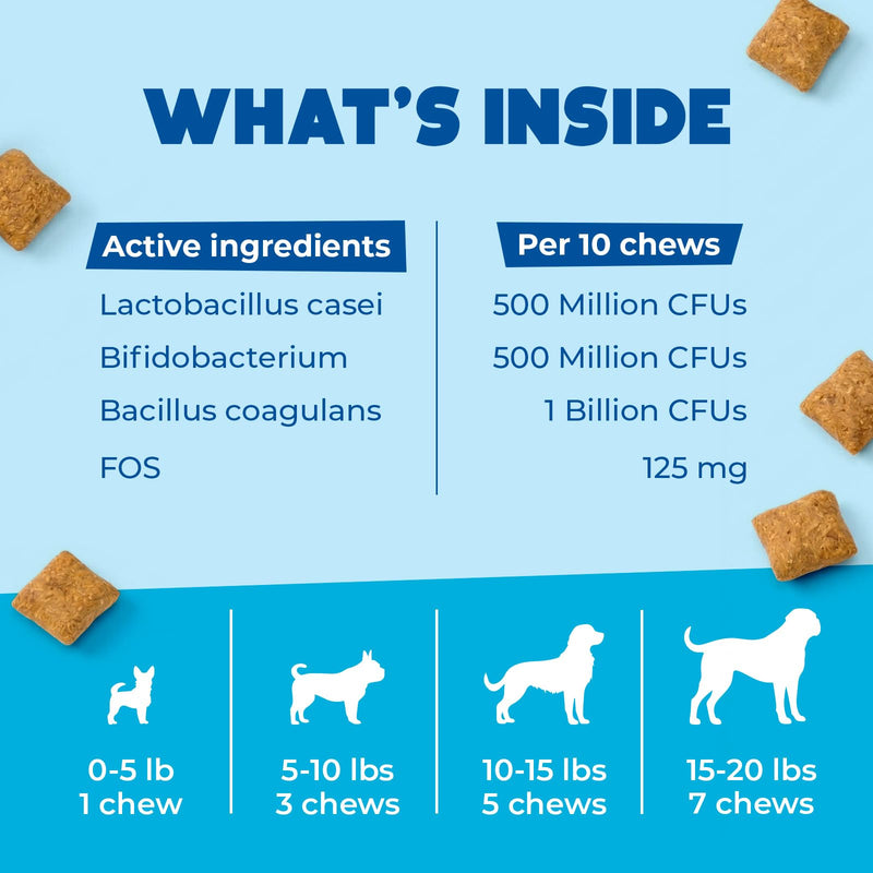 Probiotics for Dogs Chews 300PCs - Digestive, Gut Health & Diarrhea Support - US Formula with Dog Probiotics, Enzymes & Natural Ingredients - Crunchy & Creamy Chicken