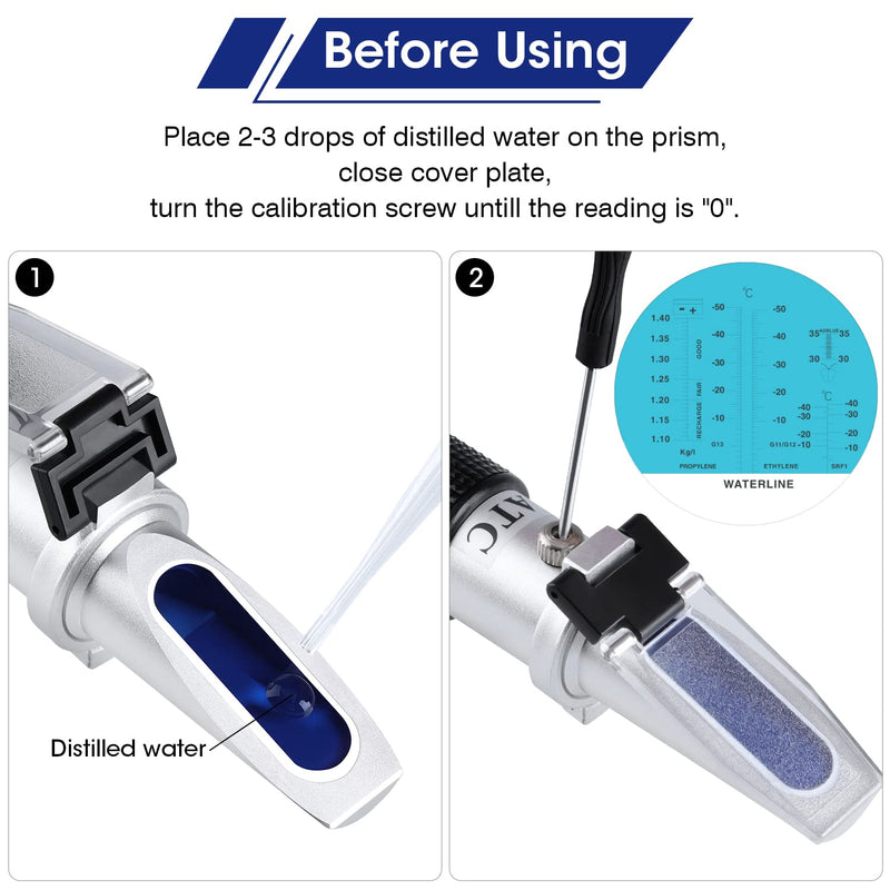 Antifreeze Tester Refractometer 4-in-1 Coolant Tester for Checking Freezing Point of Automobile Antifreeze Systems, Anti Freeze Tester Refractometer for Battery Acid, Ethylene Propylene Glycol Glycol Refractometer