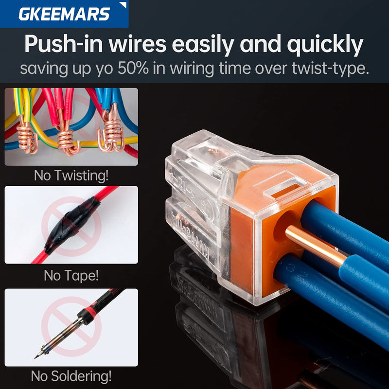 GKEEMARS 50 Pcs Push in Connectors Terminal Block 4 Conductor for Junction Box (4 Conductor)