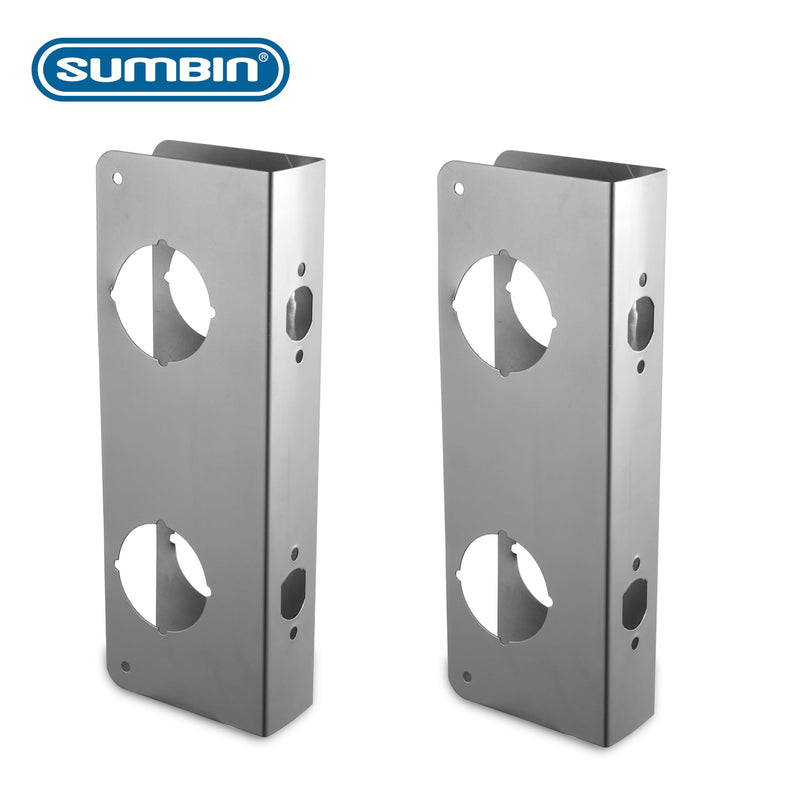 Door Guard Reinforcer for Extra Security to Your Home and Prevent Unauthorized Entry, 2-3/8 Backset and 5-1/2 Door Hole, Repair Doors in Stainless Steel Finish 2PCS QK9001-2 Stainless Steel