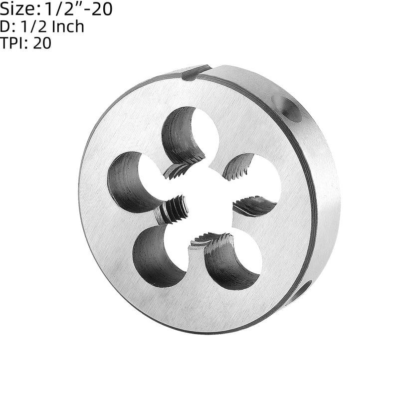 Burkit 1/2"-20 UNF Tap and Die Set, 1/2 x 20 UNF Machine Thread Tap and Round Die Right Hand 1/2-20 UNF
