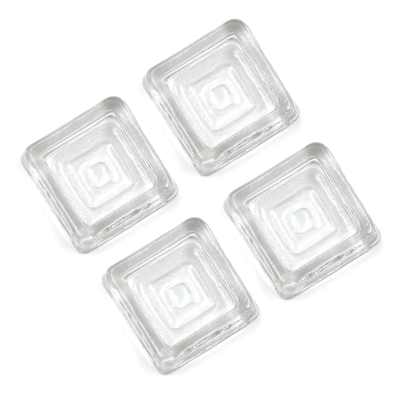 Set of 4 Clear Glass Furniture Coasters – 2 1/2 x 2 1/2” Square Handcrafted Caster Cups for Chairs, Tables, Sofas – Durable Floor Protectors for Hardwood, Tile, Carpet, Slate - Furniture Cups by A29 2 1/2" (Set of 4)