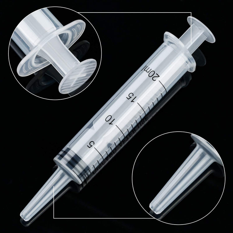 10 Pack Plastic Syringe Liquid Measuring Syringes Without Needle for Epoxy Resin, Craft, Scientific Labs, Feeding Pets Animals, Oil or Glue Applicator (20 ML) 20 ML
