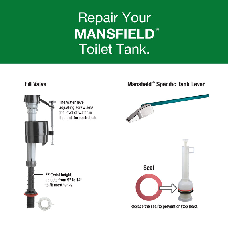 Fluidmaster K-400A-023 Mansfield Toilet Fill Valve and Flush Valve Seal Repair Kit 5.98 x 2.76 x 13.77 cubic inches
