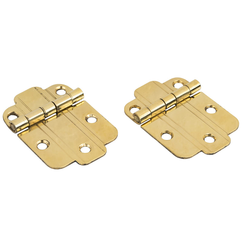 Brass Art Deco Flush Mount Cabinet Door Hinge | Pack of 2 | Hoosier Type Cabinet Reproduction Hardware | UA-201-HPB (1) 1 Brass