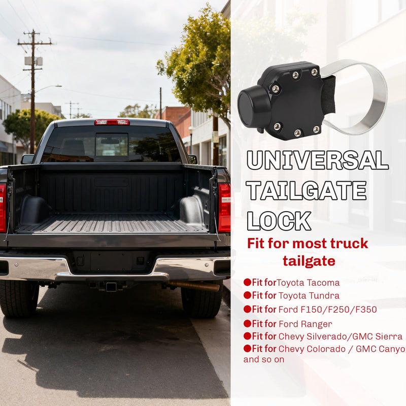 Universal Tailgate Lock for Trucks, Tailgate Anti-Theft Lock Fit for Toyota Tacoma, Quick Install with Keys, Tailgate Security Accessory