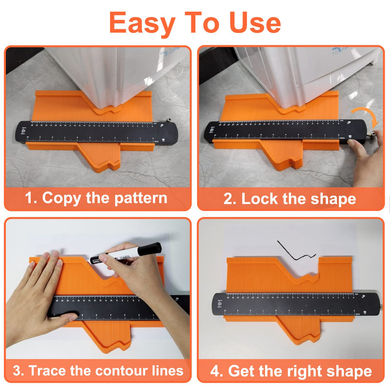 Super Gauge Shape and Outline Tool, 10 Inch & 5 Inch Coutour Profile Tool with Lock, Woodworking Tools for Carpenters, 2 Pack