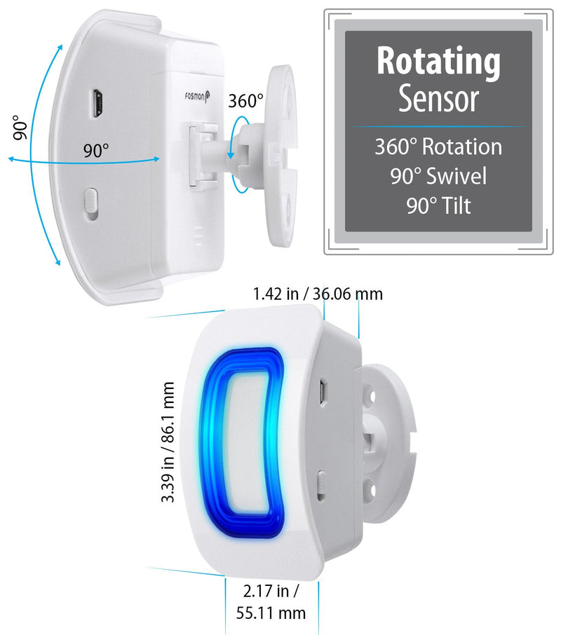 Fosmon WaveLink Door Chime Driveway Alarm Guard Wireless Motion Sensor (500 Feet, 58 Tunes, 5 Volume Levels, LED Indicators) Motion Detector Home/Business/Store Entrance Alert (1 Receiver + 2 Sensor) 1 Receiver + 2 Motion Sensor