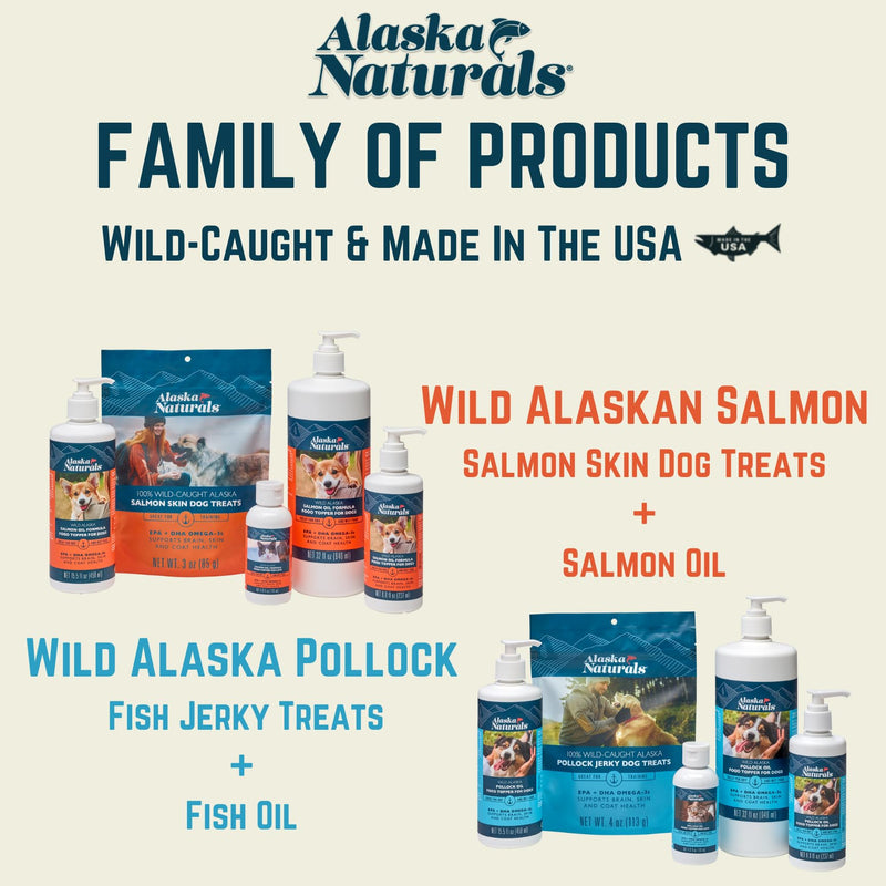 Alaska Naturals Wild Alaskan Salmon Fish Oil Supplement for Dogs Skin and Coat with EPA DHA Omega 3 Fatty Acids Liquid Food Topper 15.5 oz.