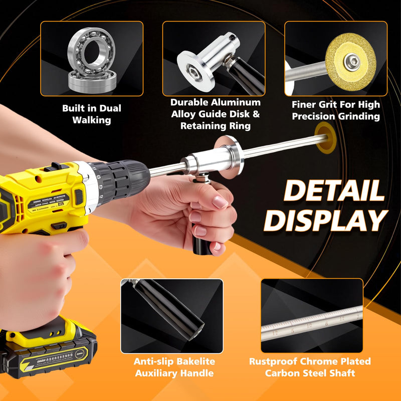Internal/Inside PVC-ABS Pipe Cutter Tool for Drill,with Handle and 3 Diamond Grit Cutting Wheel,7-Inch Adjustable Cutting Depth,Pvc Pipe Inside Cutter Set with 1/4 Hex Shank Internal Plastic