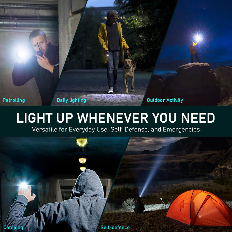 Wurkkos FC12C Tactical Flashlight 1600 High Lumens, USB-C Rechargeable LED Flashlights, 332M Long Throw Flash Light, IP68 Waterproof, Dual Switches and Constant Current Circuit for Home Camping Hiking Black