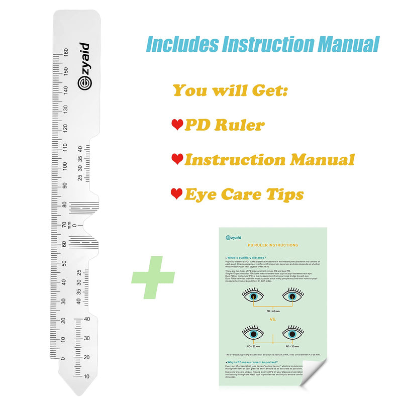 PD Ruler with Instruction Manual - Pupillary Distance Ruler for Pupil Distance Measuring, PD Measurement Tool for Prescription Eyeglasses, Include Eye Care Tips
