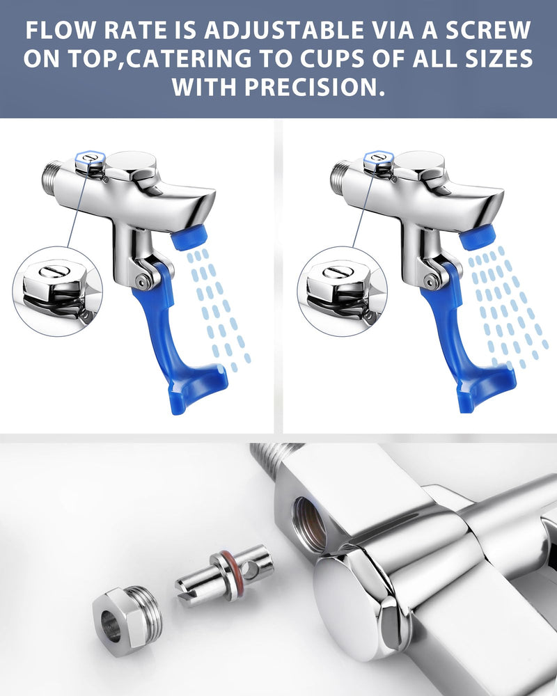 Wall Mount Glass Filler Faucet: WOWOW Push-Back Water Bottle Filling Station, Brass Commercial Water Filler Faucet for Bar, Diner, Cafe, Restaurant, Kitchen and Cafe, Male Thread No Flange 3/8" Male Inlet without Flange
