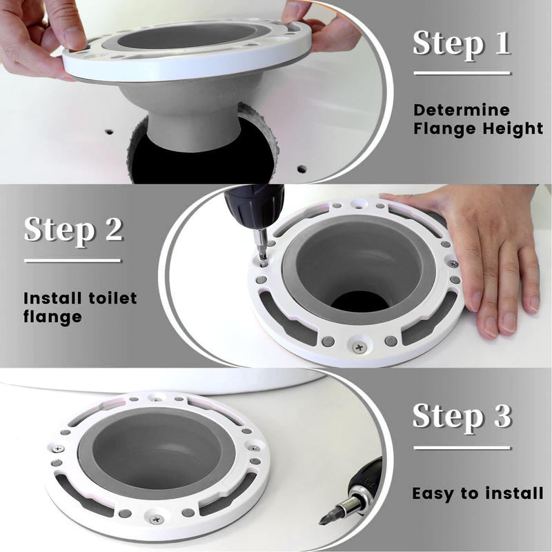 Universal Toilet Flange Repair Kit, Leakage Proof Toilet Repair Flange with Screws, Silicone Toilet Floor Flange for 4in, 5in, Special 3in Drain Pipe, Gray
