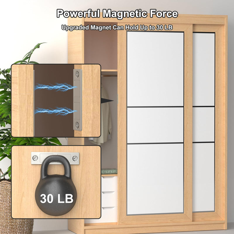 Cabinet Magnet Jiayi Door Catch, 8 Pack Ultra Thin Cabinet Door Magnetic 30 LB Kitchen Drawer Magnets Closures, Door Magnetic Catch Cupboard Double Magnets Latch for Wardrobe Closet Door Closing Sliver