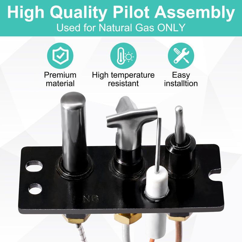 4021-736 Natural Gas Pilot Assembly for Heatilator, Heat N Glo, Quadrafire Fireplaces, 485-510A, 2103-010 Pilot Assembly Gas Fireplace Replacement Parts with Thermocouple Thermopile 4021-736 Natural Gas
