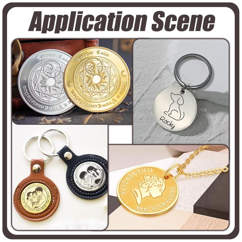 BENECREAT 12Pcs 1.6inch Blank Challenge Coin for Laser Engraving, Engraving Blanks Coins for DIY Crafts Birthday Collections Mixed Color