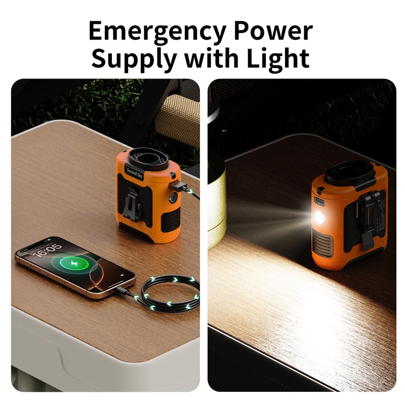 Socool 10000mAh Portable Waist Fan Clip on Wearable Belt Personal Fan Rechargeable Battery Operated with 5 Speeds & Flashlight Neck Hands-Free 40H Cooling for Outdoor Travel Power Bank (Orange) Orange