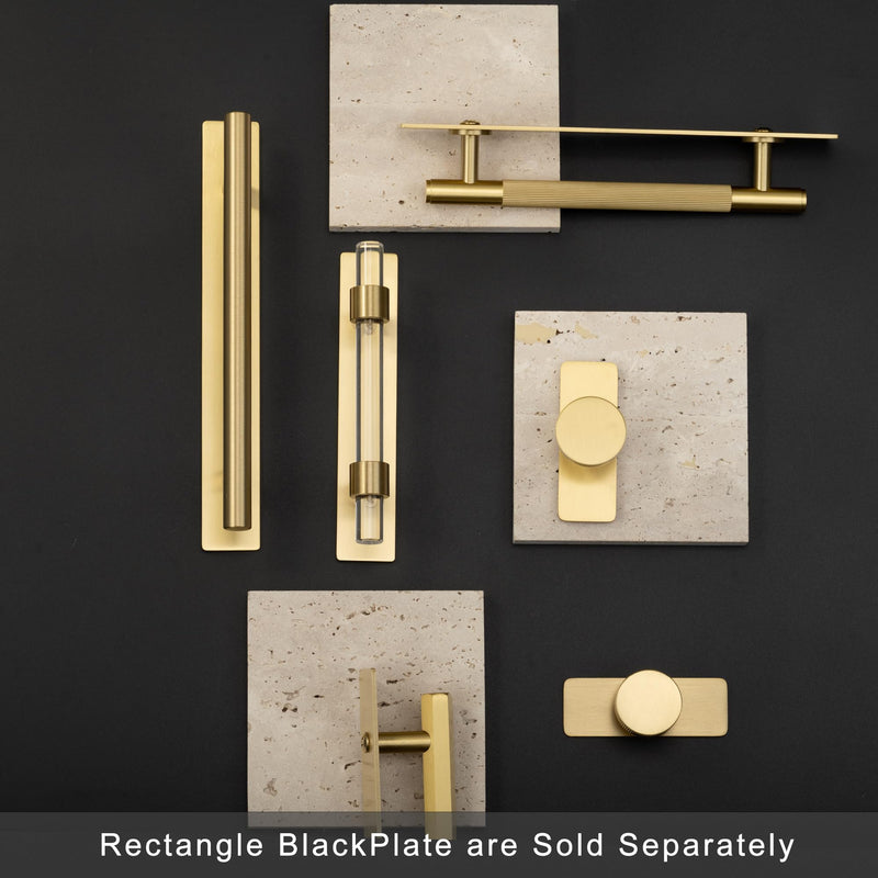 QOGRISUN 10-Pack Solid Brass Cabinet Knobs Back Plates, Rectangle Cabinet Pulls BackPlates,2.75-Inch Total Length, Cabinet Hardware, Brushed Brass Finish 2-3/4-Inch Length Rectangle