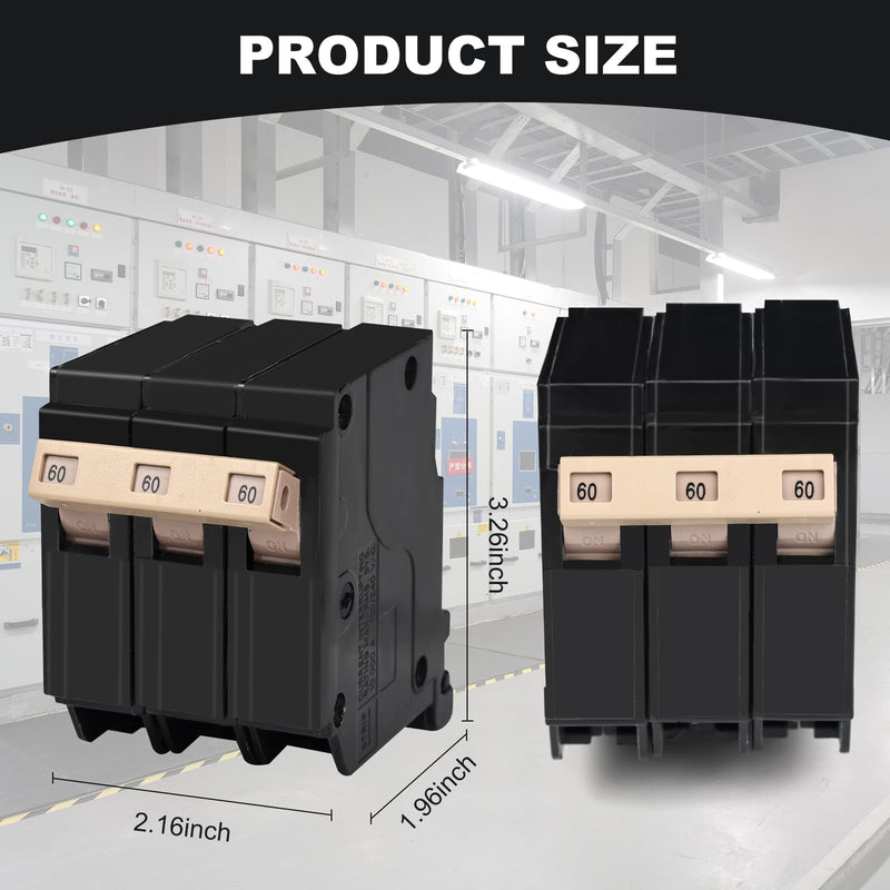 3-Pole 60 Amp Circuit Breaker, Compatible with OEM Load Centers, 3/4-inch Plug-in, Thermal Magnetic Protection, 120/240V 3P-60A