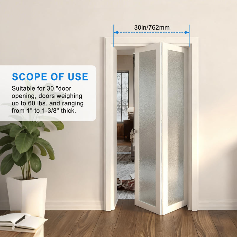 Bifold Door Hardware Kit with 30-inch One-Piece Track, Bi-fold Closet Door Track Kit, Bifold Closet Door Hardware Kit, Folding Door Hardware Repair Replacement Tool Kit (30 INCH) 30 Inch Track