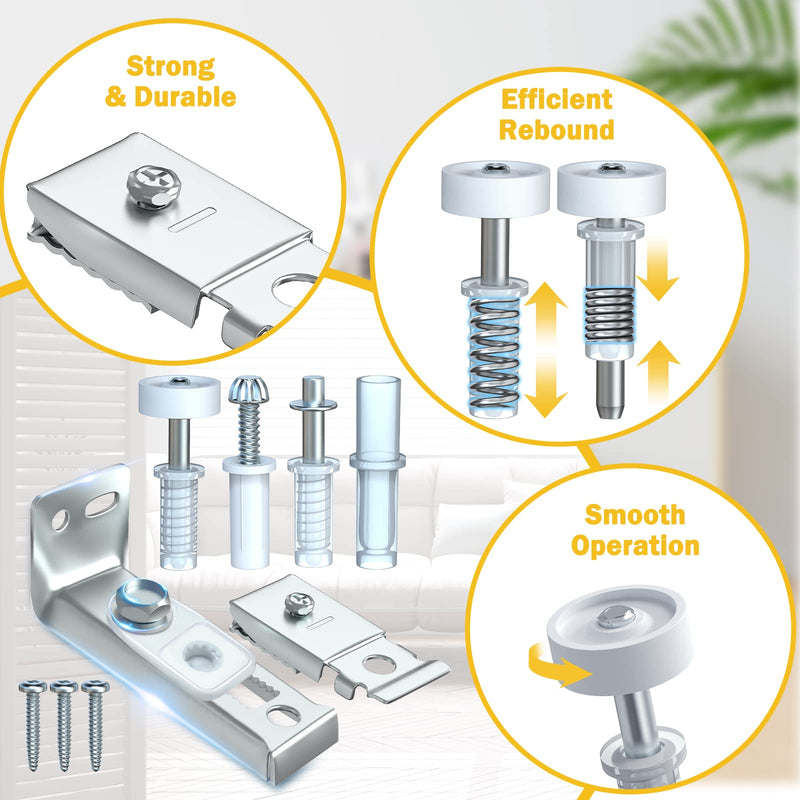 Closet Doors Bifold Door Hardware - 2 Pack Sliding Door Hardware Bi Folding Door Hardware Barn Pocket Repair Kits Includes Top and Bottom Brackets, Pivots with Guide Wheel for 1" to 1-3/8" Thick Doors