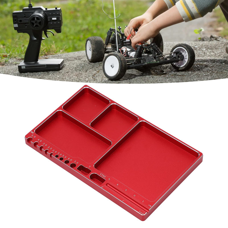 Magnetic Screw Tray Aluminium Alloy Magnetic Adsorption Widely Used Magnetic Parts Tray with Magnetic Pad for RC Repair Magnetic Bowl for Screws(Red)