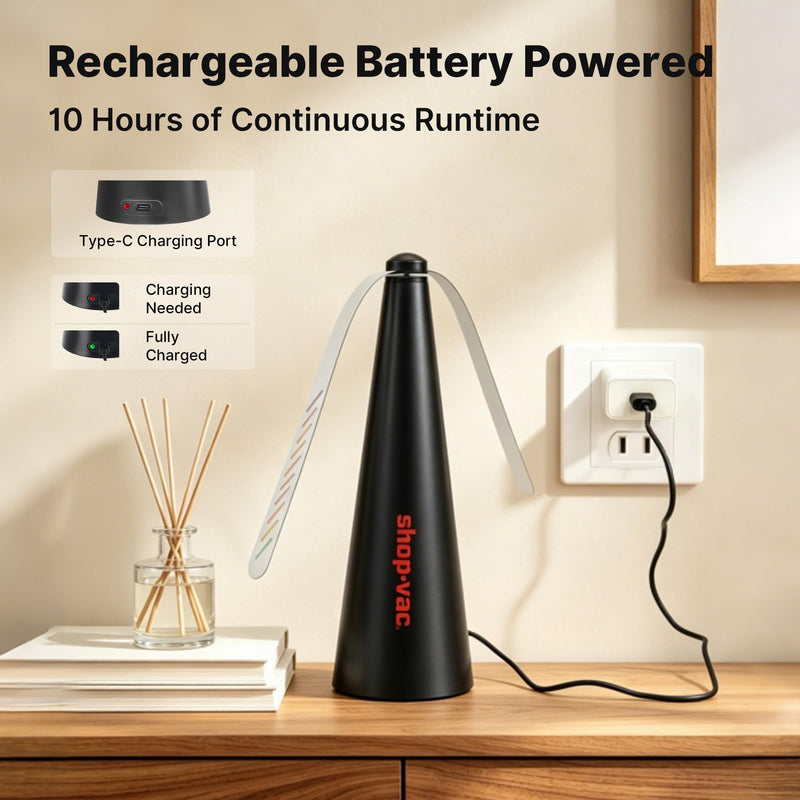Shop-Vac Fly Fans for Tables Rechargeable 4 Pack, Portable Outdoor Food Fan Black
