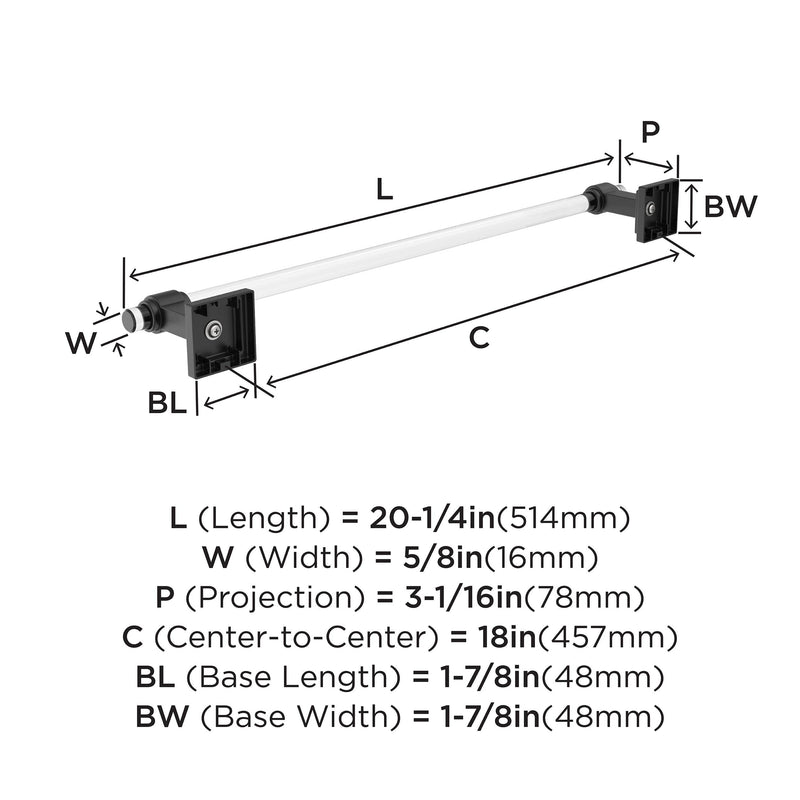 Amerock BH36063CMB | Clear/Matte Black Towel Bar | 18 in (457 mm) Towel Rack | Glacio | Bathroom Towel Holder | Bathroom Hardware | Bath Accessories