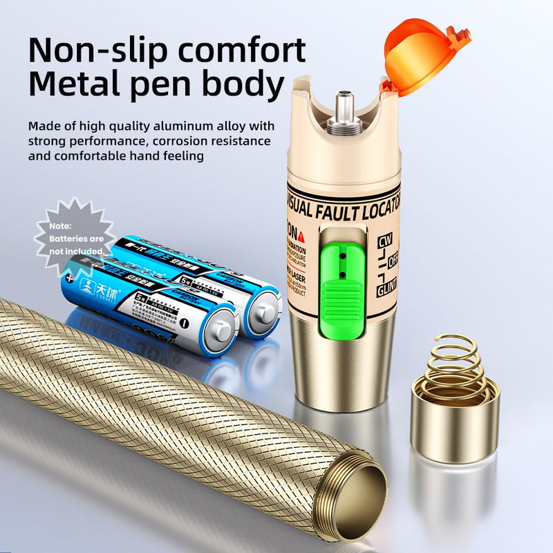 Visual Fault Locator,30-50KM Fiber Optic Cable Tester Meter, VFL Red Light Pen Light Source Testers (Golden) 30-50KM Visual Fault Locator