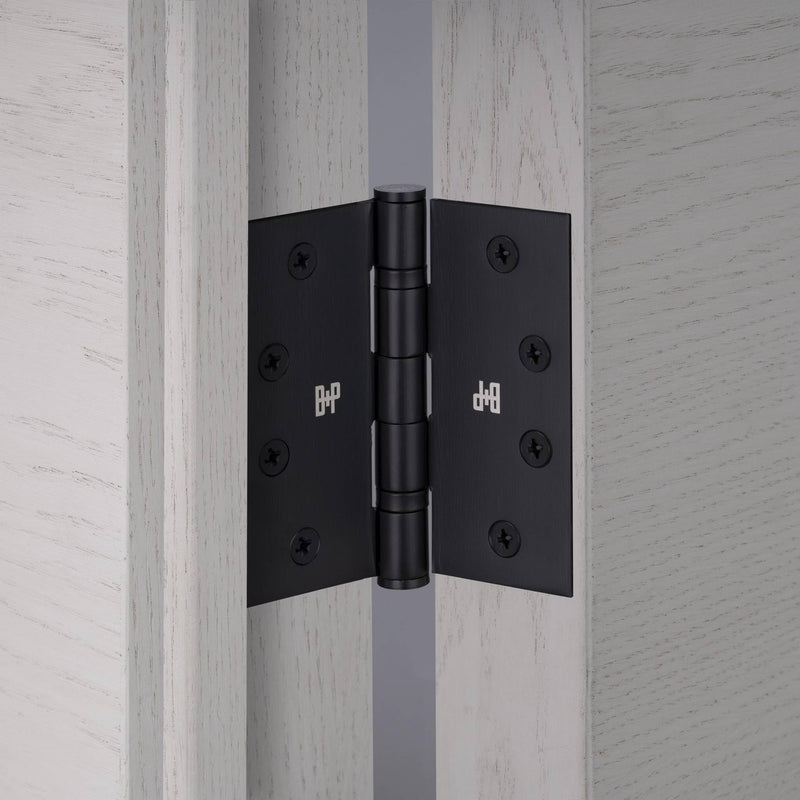 Buster and Punch Door Hinge Set of 2, 4 x 4 Inch Solid Metal with Multiple Finish Options Steel