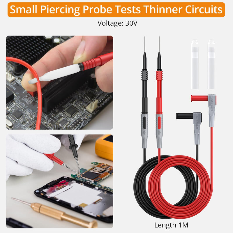 Neoteck 17PCS Multimeter Automotive Test Leads Wire Piercing Clip Puncture Probes Replaceable Gold-Plated Multimeter Probes 4mm Banana Plug Extension Test Cable Set