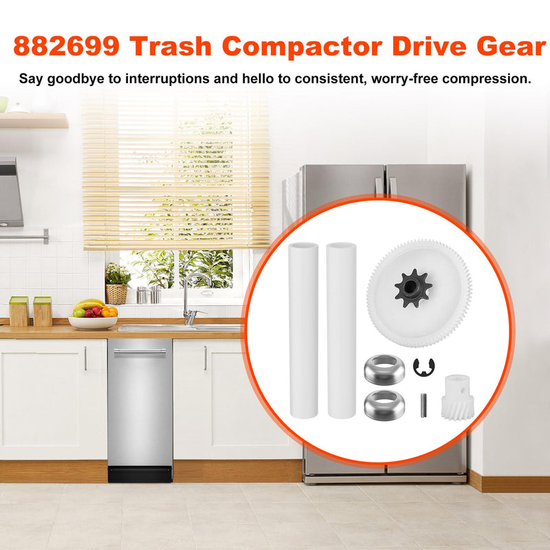 882699 Trash Compactor Drive Gear Kit Replacement Kenmore Whirlpool Jenn-Air Trash Compactor Gear PS398589 735285 749046 777103 AP3122987 EAP398589 Trash Compactor Parts
